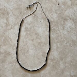 Black sapphires Crystal Tennis Necklace - Silver Chain